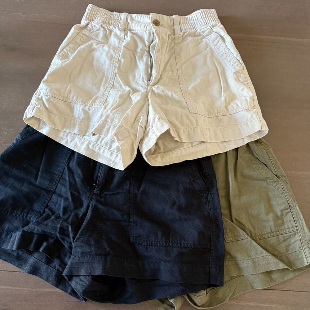 Gap 4" High Rise Easy Utility Shorts 3 pairs - Khaki, Olive, Black size XS
